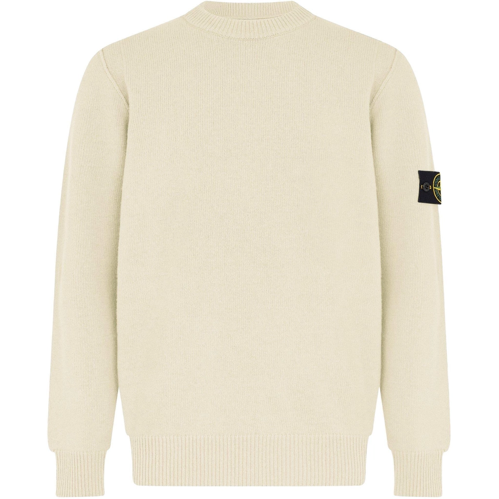 Stone Island Lambswool Crew Neck Knit Jumper - Bianco V0099